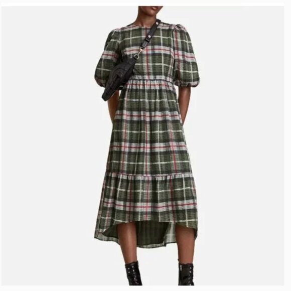 All Saints Dresses & Skirts - All Saints High Low Dress in Green and Red Plaid